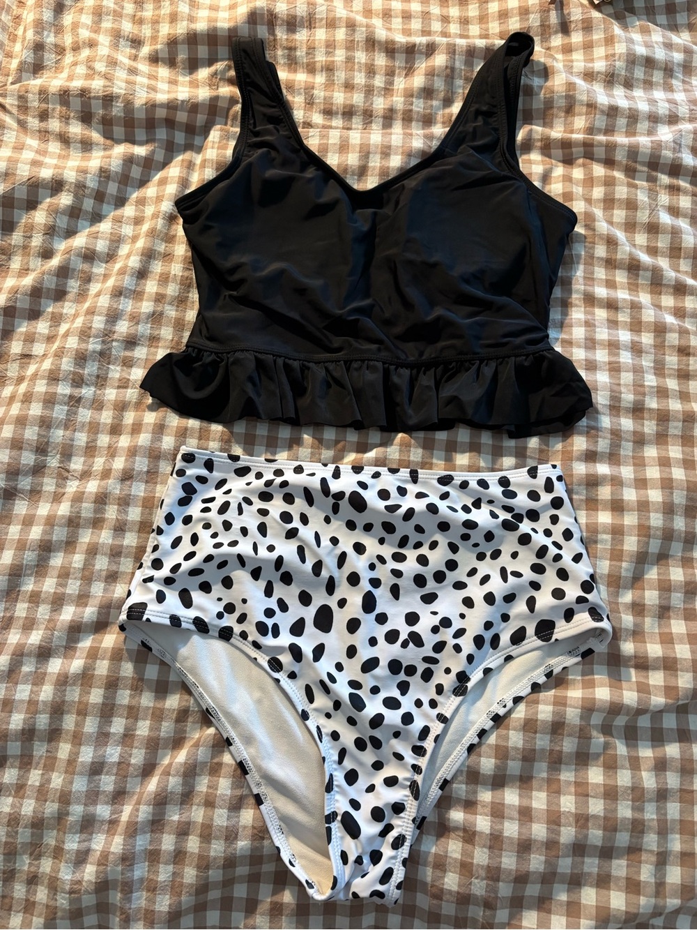 Black Ruffle Tankini Swim Suit